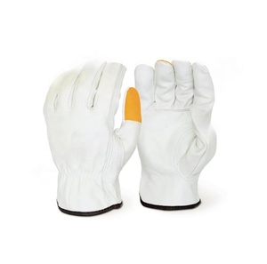 Premium Grade Grain Cowhide <b>Driver</b> With Fluorescent Fingertips Safety Working <b>Gloves</b> Construction <b>Gloves</b> - Product Image 6