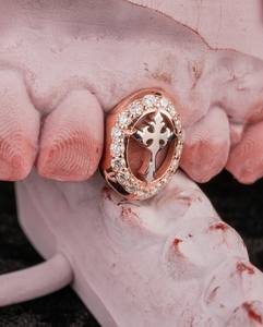 Grillz sur mesure de qualité supérieure, coupe ovale, en argent S925, plaqué or massif 10K 14K 18K, Moissanite VVS, sertis de pierres, pour les dents - Product Image 4