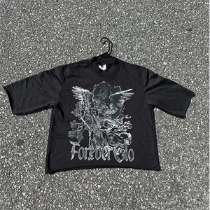 T-shirt à manches courtes surdimensionné vintage délavé à l'acide, 180 grammes, 100% coton lourd, logo imprimé, coupe décontractée, décontracté - Product Image 5