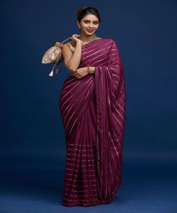 Sarees Soie Fête Porter Indien Dernier Designer Femmes Porter Sari avec Blouse Japon Satin Crape Soie Tissus Doux Impression Numérique Sari Alphanumero - Product Image 3