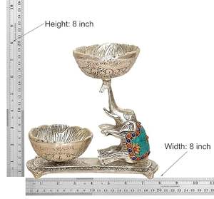 Bol à fruits secs en métal en forme d'éléphant, pièce maîtresse, polissage argenté, décoration d'intérieur et cadeau (hauteur 8 pouces) - Product Image 6