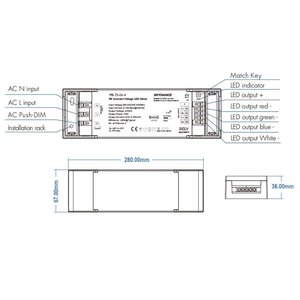 CV 12V 150W alimentatore dimmerabile a 4 canali con N.O. Pulsante e telecomando 2.4G RF per PH-150-12-4 a strisce LED- - Product Image 3