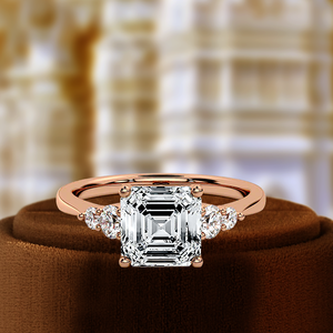 Bague de fiançailles solitaire en or rose 14 carats, bague en diamant certifiée IGI, diamant de laboratoire, diamant taille Asscher 1 carat, bague de mariage - Product Image 6