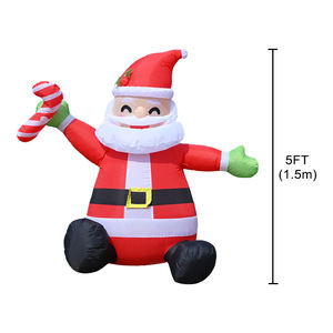 ซานตาคลอสเป่าลมขนาด 5 ฟุต นั่งถือไม้เท้าขนมหวาน พร้อมไฟ LED สำหรับตกแต่งสวนกลางแจ้ง โรงงาน - Product Image 5