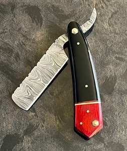 Cuchillos de seguridad industrial personalizables de maquinilla de afeitar recta de acero de Damasco con hermoso mango de cuerno para proyectos de bricolaje OEM - Product Image 3