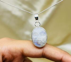 Moon <b>Face</b> Silver Necklace Moon <b>Face</b> Silver Pendant Necklace Moon <b>Face</b> Carving Gemstone Necklace for Women - Product Image 3