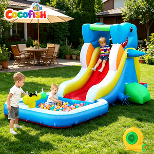 Tobogán Acuático Inflable Cocofish con Piscina - Perfecto para Diversión al Aire Libre en Verano, Parque Acuático Inflable para Jardín - Product Image 1