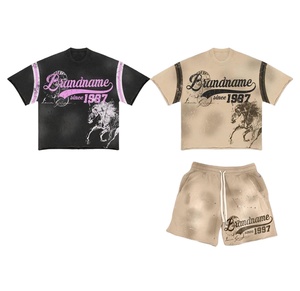 2025 vente en gros hommes deux pièces ensembles courts vêtements de rue hommes été survêtements et chemise Shorts ensemble unisexe personnalisé Shorts et chemise ensemble - Product Image 1