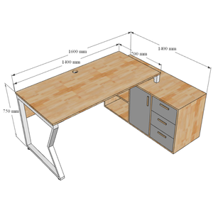 Escritorio Ejecutivo Contemporáneo con Superficie de Madera Sólida, Diseño en Forma de L de Lujo, Estructura de Acero MConcept, Tablero de 70 cm, Fácil Montaje HBMC023 - Product Image 5
