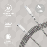 Câble de charge rapide USB-C 60W coloré, gaine en nylon diamantée, boîtier en PVC, blindage tressé, certifié MFI pour iOS (en stock)