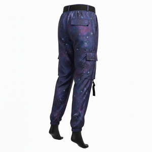 Pantalones Cortavientos para Mujer, Ligeros, de Tela de Poliéster, Diseño de Panel con Estampado de Galaxia, Logotipo Personalizado por Transferencia de Calor - Product Image 5