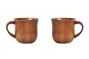 Ensemble de tasses en bois naturel faites à la main avec poignée, écologiques, en bois véritable, pour le thé, le café, les fêtes et la vente en gros - Product Image 2