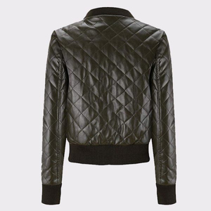 Femmes High Street Casual Vestes Nouveau Style De Mode avec Marque Personnalisée Col Montant En Gros Mouton Synthétique PU Cuir - Product Image 2