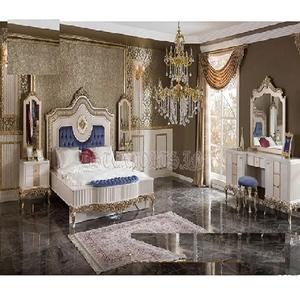 Ensemble de meubles de chambre à coucher Queen Size en bois de teck sculpté à la main avec coiffeuse assortie Chambre à coucher Queen Size de luxe - Product Image 1