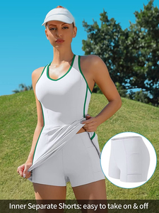 Ropa deportiva 2 en 1 para tenis de mesa y golf para mujer, falda sin mangas de malla de cintura alta con bolsillo largo para Kit de hockey para pelotas de tenis - Product Image 4