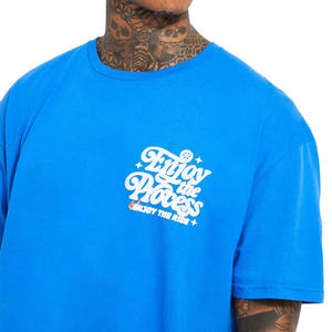 เสื้อยืดโอเวอร์ไซส์สีน้ำเงินสำหรับผู้ชายเสื้อ100% เล่นยิมสำหรับผู้ชายเสื้อพิมพ์ลายแขนสั้นผ้าโพลีเอสเตอร์ผ้าฝ้ายโพลีเอสเตอร์ - Product Image 3