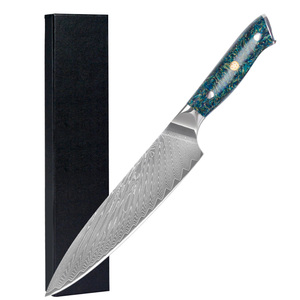 มีดทำครัวเหล็กดามัสกัสมีดเชฟญี่ปุ่นด้ามจับเรซินสีน้ำเงินหรูหราบริการ OEM ทำตามสั่งจำนวนมาก - Product Image 1