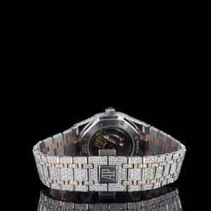 Luxueux cadran blanc Hip Hop montre-bracelet baguette diamant entièrement glacé Moissanite or rose acier inoxydable 20mm élégant - Product Image 4