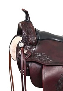 Sillín occidental de caballo de cuero genuino de calidad superior Sillín occidental de carreras de barril para montar a caballo - Product Image 3