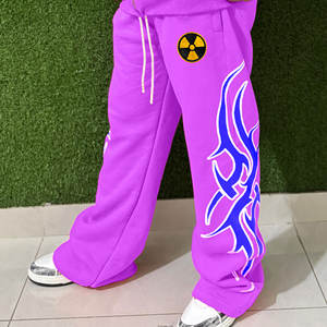 Manufacturer's Best Custom Logo Unisex Flared <b>Tracksuit</b> Sweatpants Hoodie Set Winter Solid Streetwear 100% Cotton Four-Way - Product Image 6