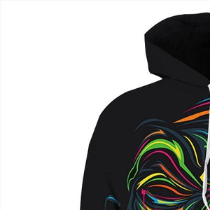 Sweat à capuche athlétique sportif pour homme en noir, vêtements de performance personnalisables avec grande sérigraphie brodée graphique - Product Image 3