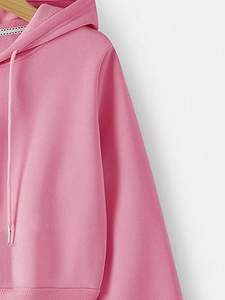 Trendy High Quality Solid Color Custom <b>Zip</b> up Drop Shoulder Balloon Sleeves Oversized Crop Top <b>Hoodie</b> <b>Women</b> - Product Image 5