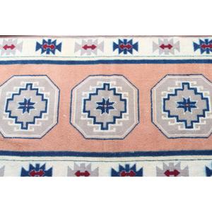 Alfombra Turca de 2.2x3.5 pies, Alfombra de Lana Vintage Azul del Suroeste - Product Image 4