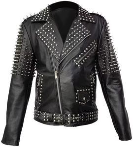 Wholesale High Quality Genuine Leather Studded <b>Biker</b> Men Leather Outdoor Fashionable Streetwear <b>Biker</b> <b>Vintage</b> <b>Jacket</b> Manufacture - Product Image 1