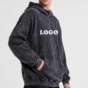 Personalizar DTG bordado 3D Puff serigrafía peso pesado algodón grueso hombres desgastado Vintage piedra ácido lavado Sudadera con capucha invierno - Product Image 6