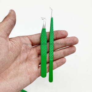 แหนบต่อขนตาสีเขียวแบบกำหนดเองแหนบต่อขนตาสแตนเลสฉลากส่วนตัว - Product Image 3