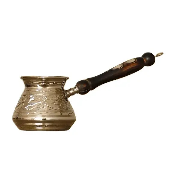 Brass Milk Pot Turkish Arabic Coffee Pot Butter Milk Warmer Metal And Wooden Handle With Gold Finishing Coffee Pot