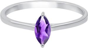 Anillo de amatista natural, chapado en rodio, Plata de Ley 925, forma de amantes, ajuste de punta, joyería de compromiso de boda hecha a mano a la moda - Product Image 4