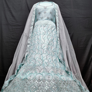 Elegante y Moderno Conjunto de Lehenga Choli Rosa Melocotón con Pedrería, Estilo Largo hasta el Suelo, con Dupatta para Fiestas en Todas las Temporadas - Product Image 1