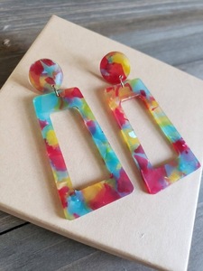 Resin Embroidery <b>Earrings</b> Handmade Stainless Steel Fashion Jewelry for Women Girls Classic Wedding Look High Quality - Product Image 3