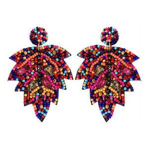 Pendientes de Moda de Alta Costura Hechos a Mano con Cuentas de Semillas de Ganchillo, Multicolores, Joyería Artificial - Product Image 1
