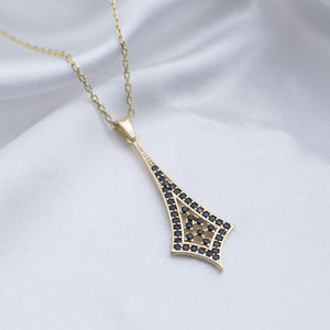 Nouveau Design Black CZ Stone Collier de charme à la mode Fabriqué à la main en argent sterling 925 Bijoux en gros - Product Image 4