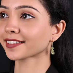 Handmade Green Aventurine Birthstone Dangle <b>Earrings</b> Gold Spacer Beads & Findings Gold Plated Hook Fashion Drop <b>Earrings</b> - Product Image 6