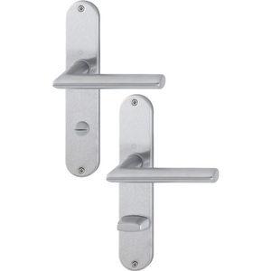 Poignées de porte et de fenêtre en acier inoxydable Stockholm E1140Z/302 F69 SK/OL 78 mm, ensemble de plaques longues avec DIN Gauche/Droite HOPPE - Product Image 1