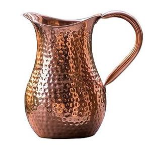 Jarra de Cobre Martillado con Asa, Jarra de Cobre Puro de Alta Calidad para Hoteles y Restaurantes, Jarras de Agua - Product Image 1