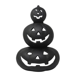 Décoration de citrouille d'Halloween noire empilée moderne, ornement de table à plusieurs niveaux de Jack O'Lantern contemporain, vente en gros, décoration d'intérieur - Product Image 1