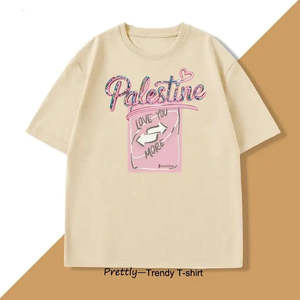 Camiseta 100% Algodón con Estampado de Apoyo a Palestina, Jersey Pesado de 200 Gramos, Diseño Impreso en 3D Comprimido - Product Image 2