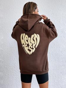 Sudadera con capucha polar de algodón de gran tamaño para mujer con logotipo personalizado 2025, ropa de calle de invierno, Jersey, sudadera - Product Image 3