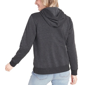 Sweat à capuche en coton French Terry pour femme, coupe ajustée décontractée, manches longues, cordon de serrage, couleur unie brodée, respirant, hiver - Product Image 5