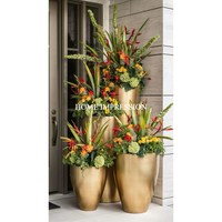 Nouveauté : Jardinières en aluminium chromé pour événements de mariage en extérieur, fleurs artificielles, jardin fantaisie, écologiques et durables