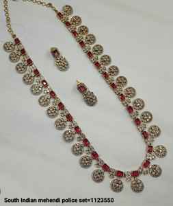 INDIAN TRADITIONAL and FASHIONABLE COPPER <b>JEWELLERY</b> BRIDAL WEDDING <b>JEWELLERY</b> <b>SET</b> for WOMEN EARRINGS and NECKLACE <b>SET</b> - Product Image 2