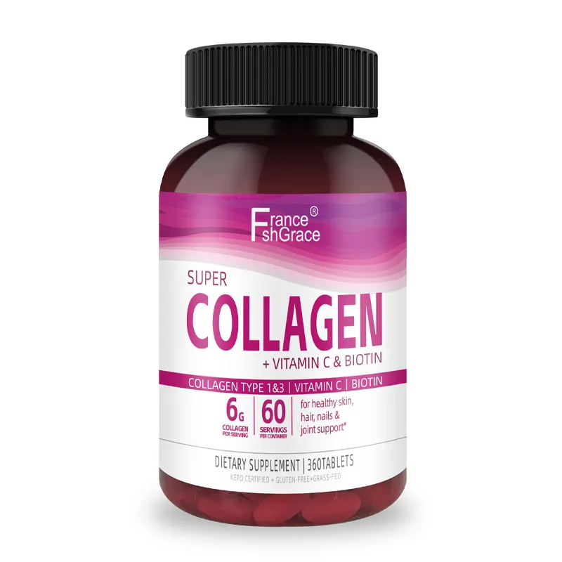 360 Tabletten Super Collageenpeptiden + Vitamine C & Biotine, Glutenvrij Voedingssupplement Voor Nagels En Gewrichten Van De Haarhuid