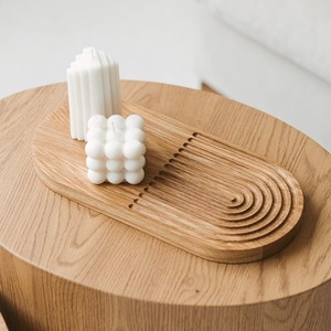 Plateau de service en bois artisanal de conception ovale moderne, décoratif, en bois massif, multifonctionnel, décoration de la maison, table et utilisation du Ramadan - Product Image 3