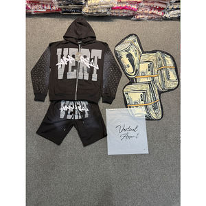 High Quality 100% Cotton Streetwear Full Zip Hoodie And <b>Shorts</b> Set For <b>Men</b> Top Seller Active Gym Training Hoodie And <b>Shorts</b> Set - Product Image 1