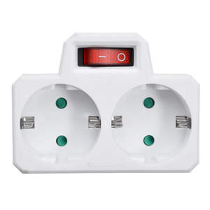 Adaptateur 2 prises Schuko avec interrupteur, double prise frontale avec interrupteur 2 x 16A avec protection pour enfants, MAX 3680W - Product Image 2