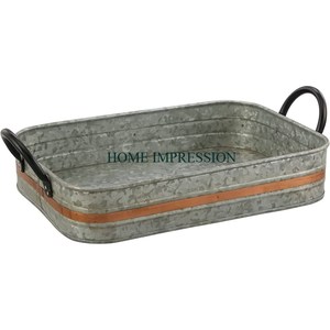 Bandeja segura para alimentos para eventos únicos Acabado rústico Decoración de mesa galvanizada Bandeja para servir postres y alimentos Gran calidad a la venta - Product Image 1